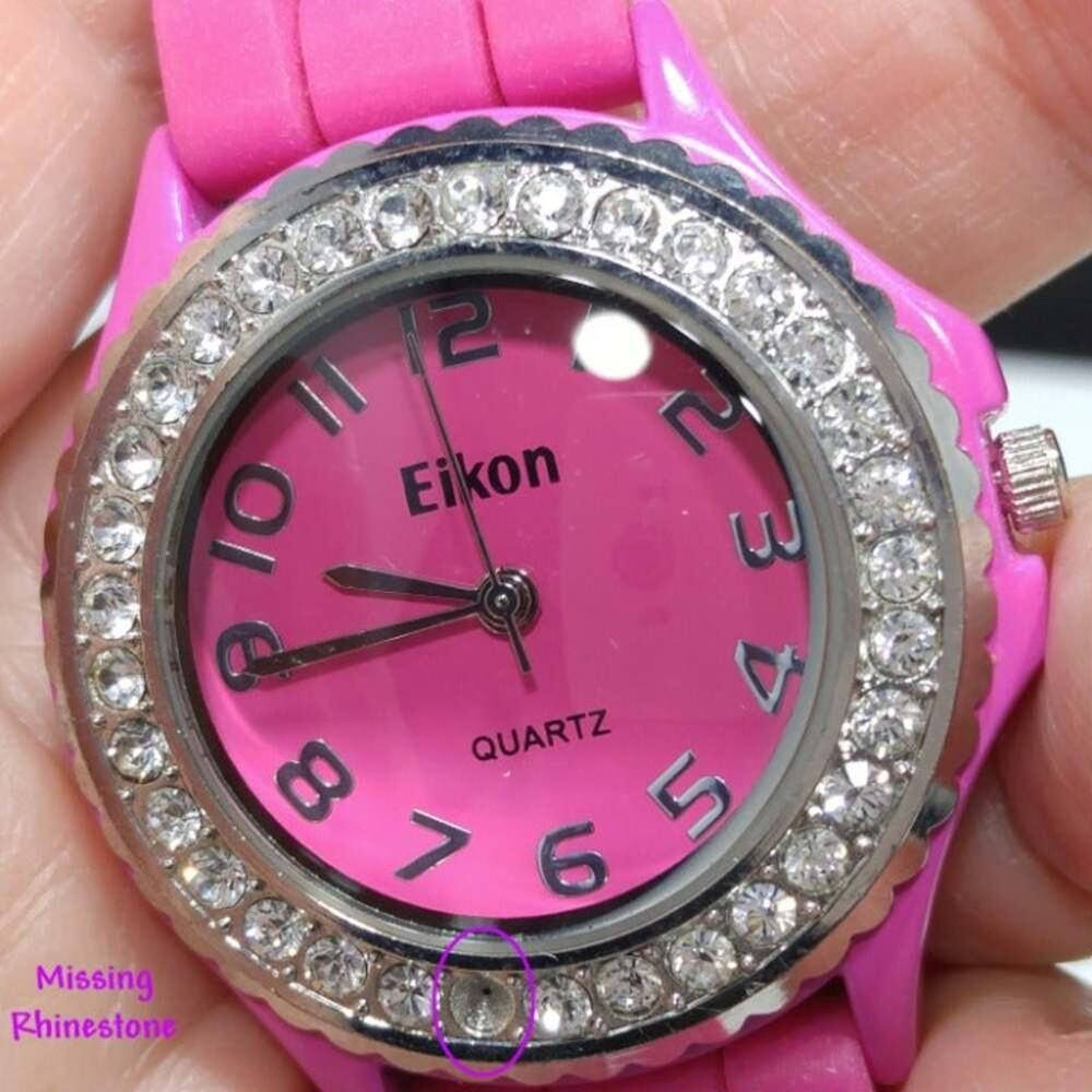Eikon Rhinestone Hot Pink Ladies Watch, Needs Watch Battery, 9 Inches